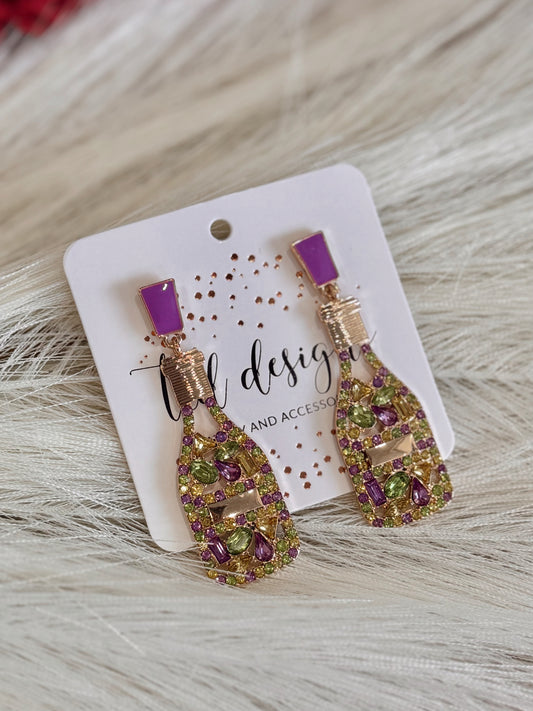 Mardi Gras Champagne Earrings