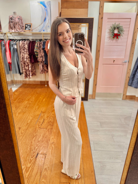 Belfort Pinstripe Linen Vest