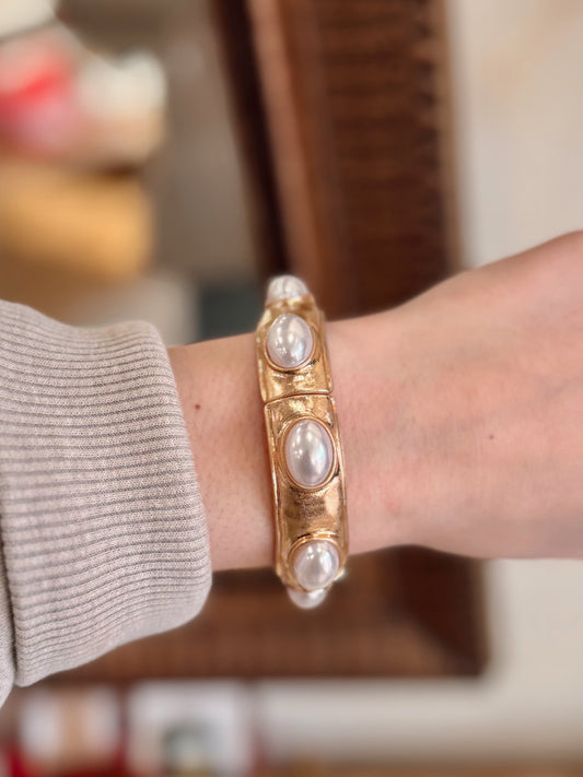 Golden Pearl Stretch Bracelet