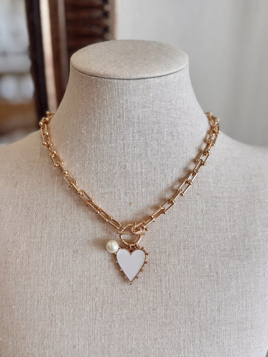 White Heart Charm Necklace