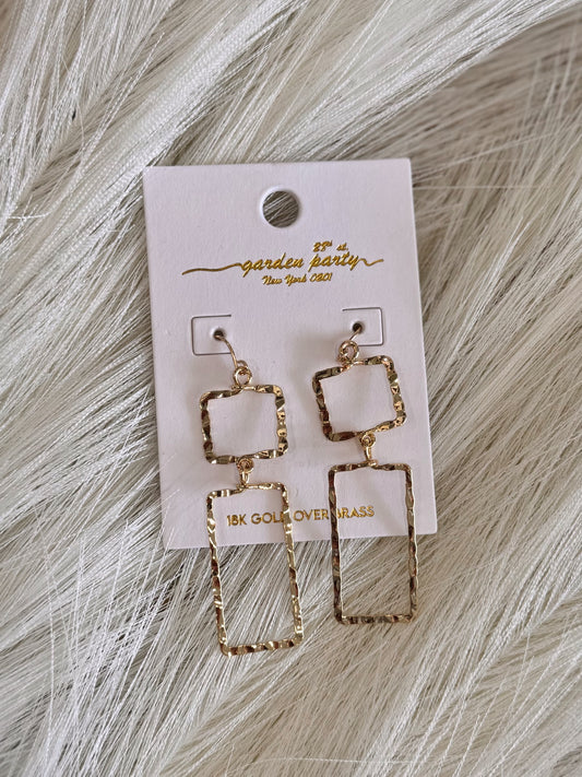 Hammered Gold Rectangle Earrings