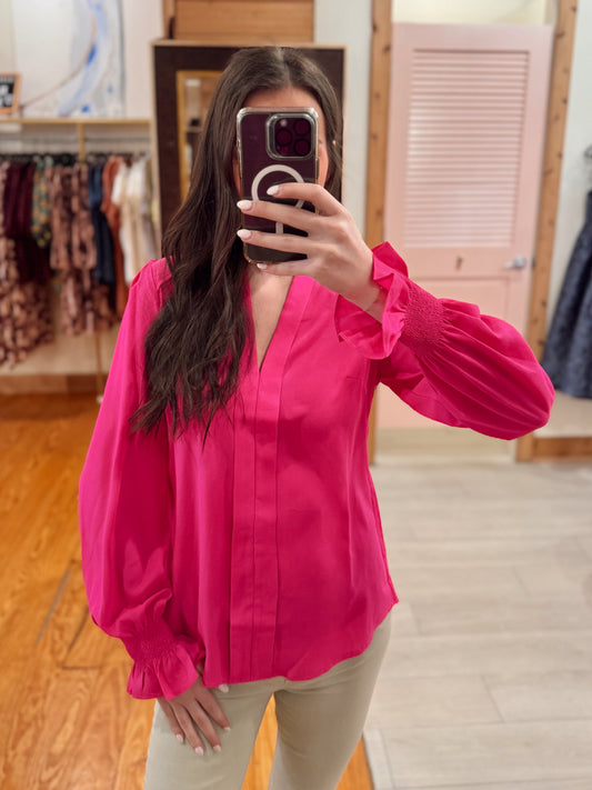 Casual Crush Smocked Blouse - Pink