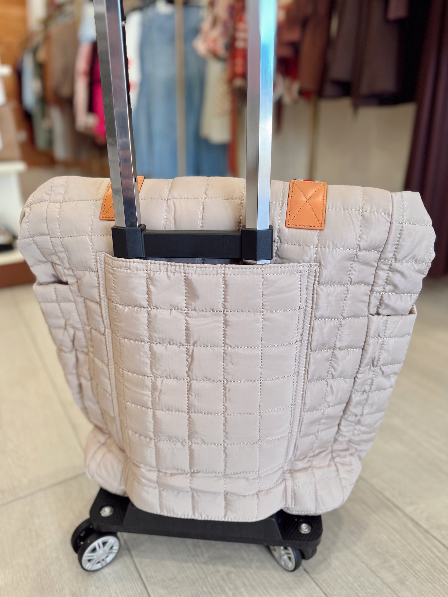 Tenley Quilted Roller Bag - Tan