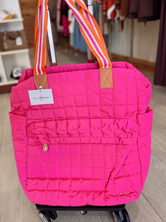 Tenley Quilted Roller Bag - Hot Pink