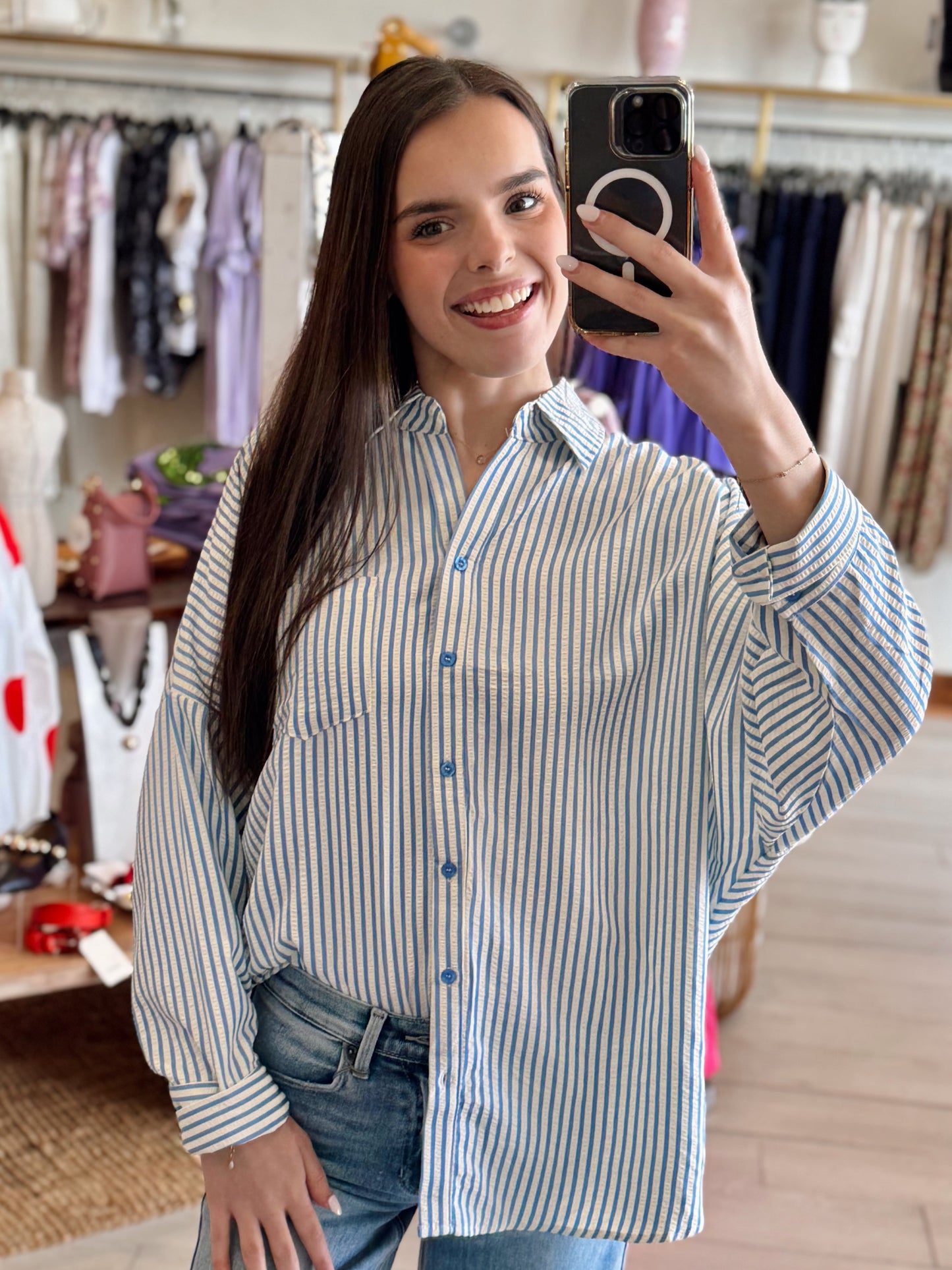 Coastal Stripe Button Up