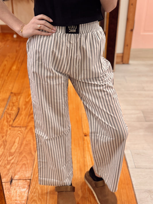 LULU MAC Grey Stripe Pants