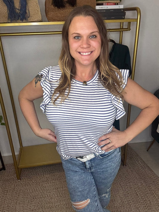 Striped Ruffle Top