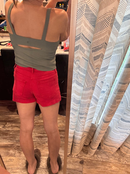 Firecracker Red Denim Shorts