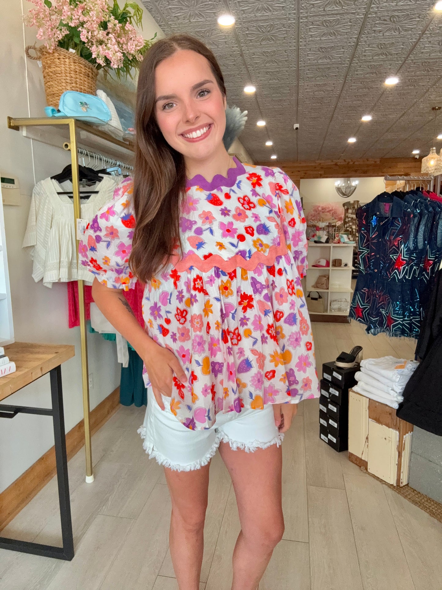 Pretty in Trim Babydoll top