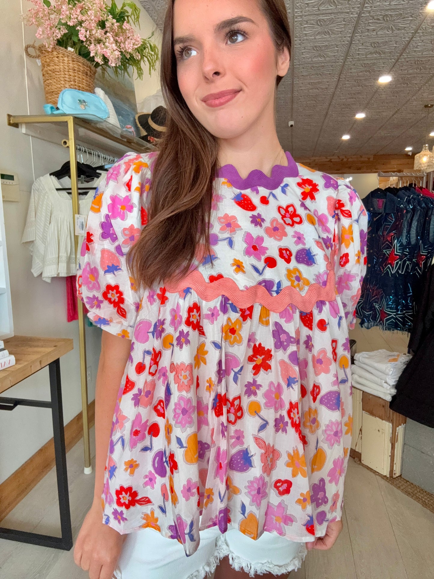 Pretty in Trim Babydoll top