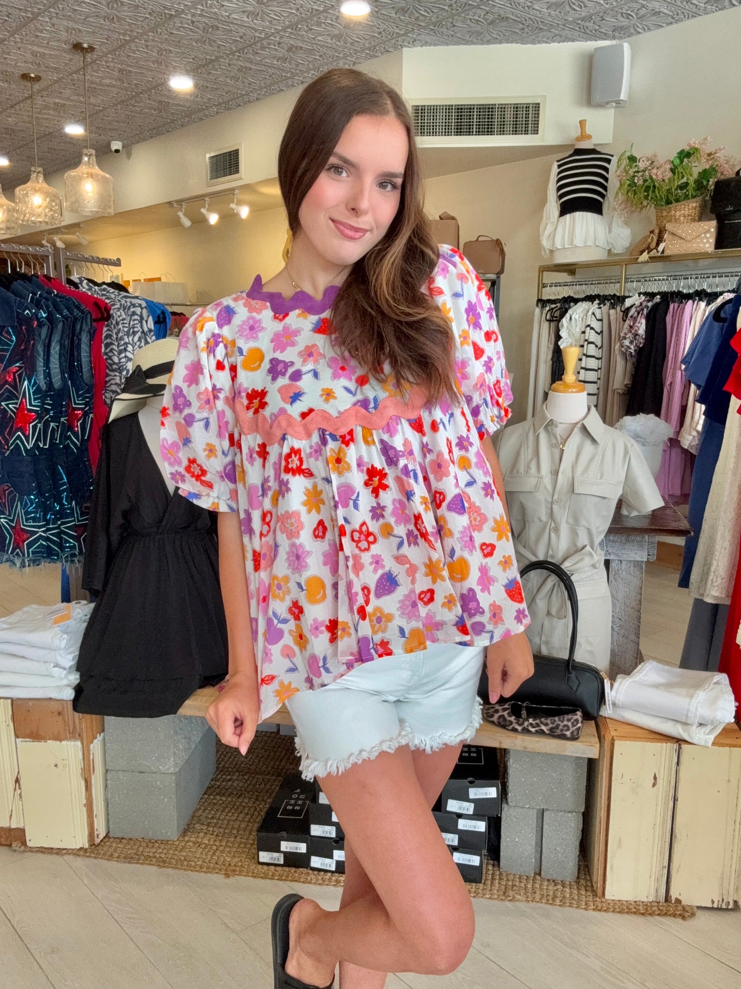 Pretty in Trim Babydoll top