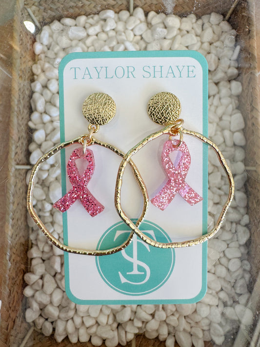 Pink Ribbon Earrings