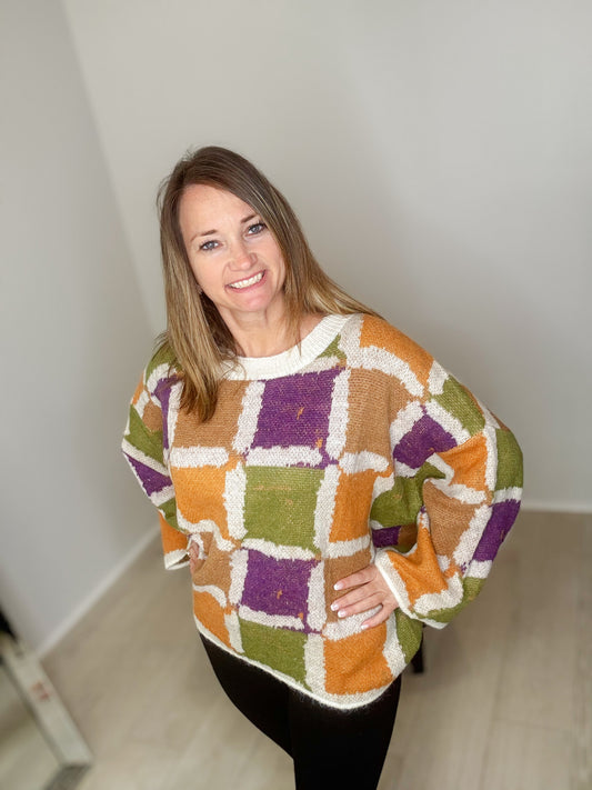 Colorful Picnic Checkered Sweater