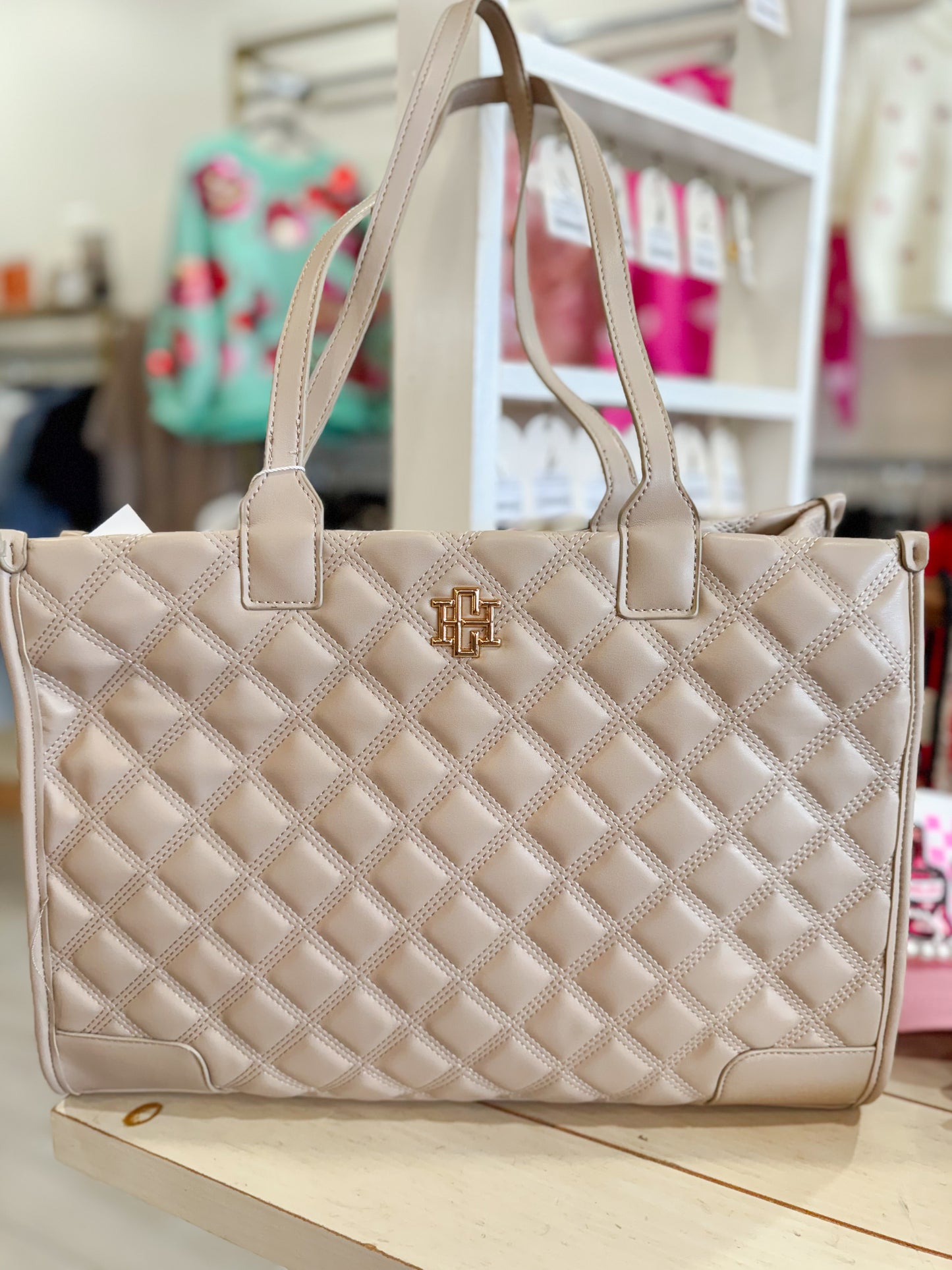 Quilted Nude Tote Bag