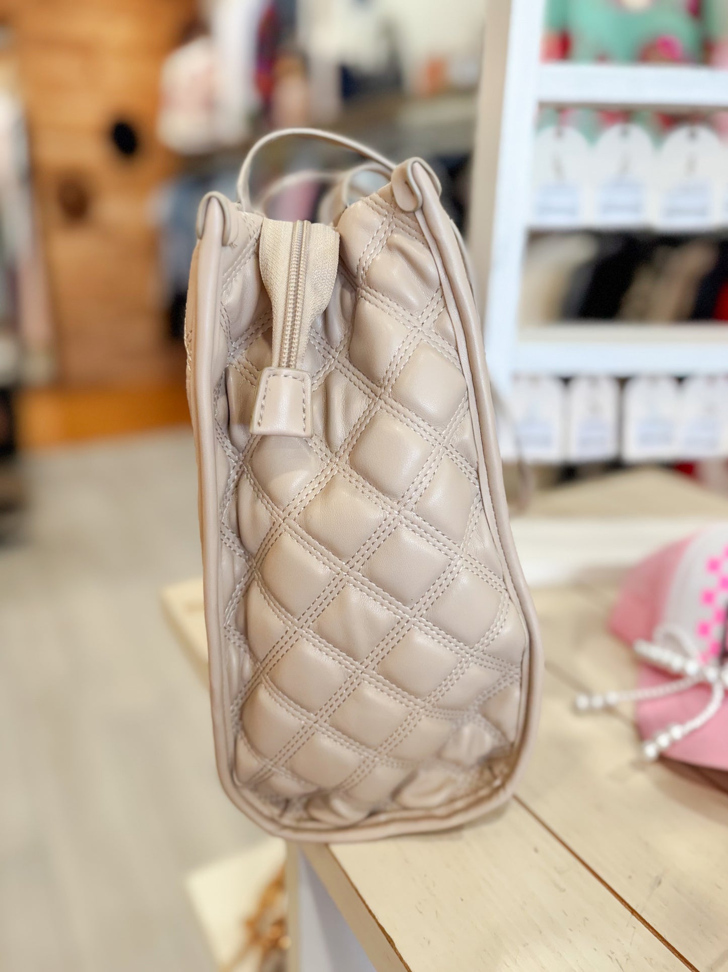 Quilted Nude Tote Bag