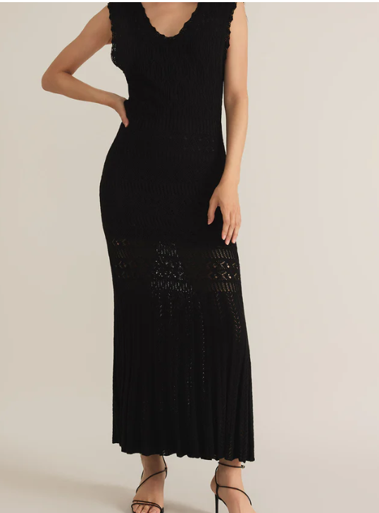 Marsella Crochet Midi Dress Black