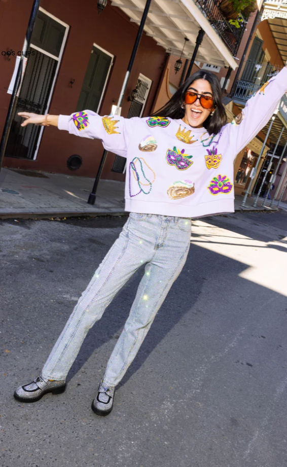 Lavender Mardi Gras Sweatshirt