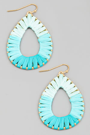 Dropping By Orange Raffia Teardrop Earring