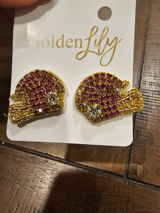 Purple Helmet LSU Earrings